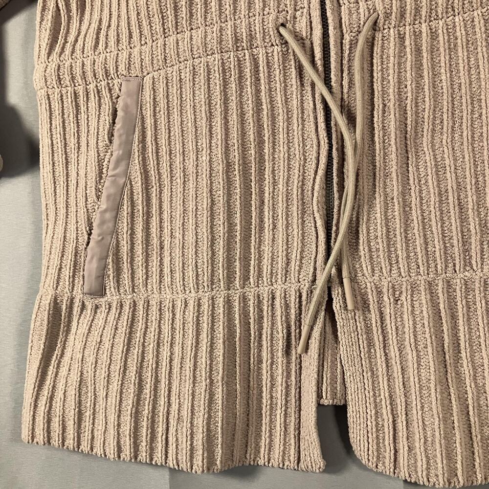FLX Sweater Jacket Womens XL Tan Full Zip Ribbed‎ Knit Polyester Drawstring - Picture 9 of 15